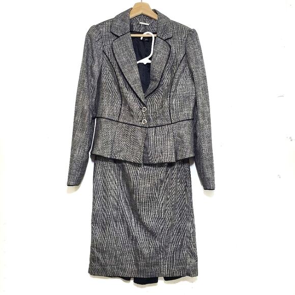 WHBM | 2-Piece Skirt Suit Set Peplum Pleated Jacket Sz 8 - Skirt Sz 2 - Picture 1 of 16